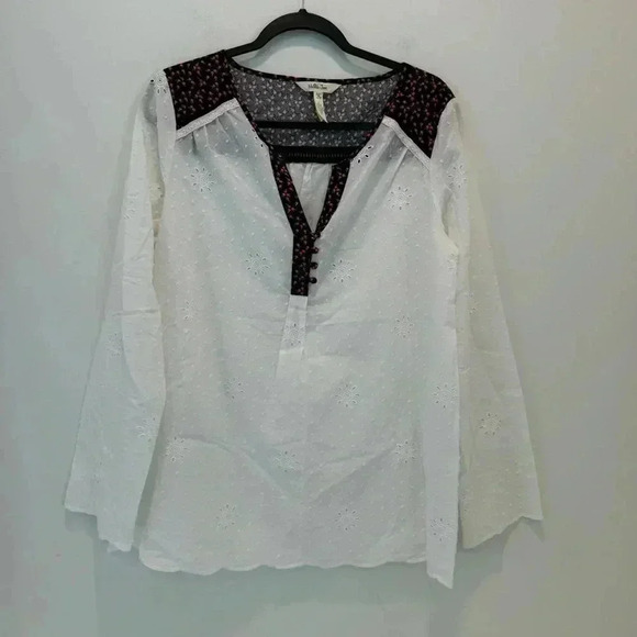 Matilda Jane Womens Size M Eyelet Floral Blouse Cherry Print Popover - Picture 1 of 10